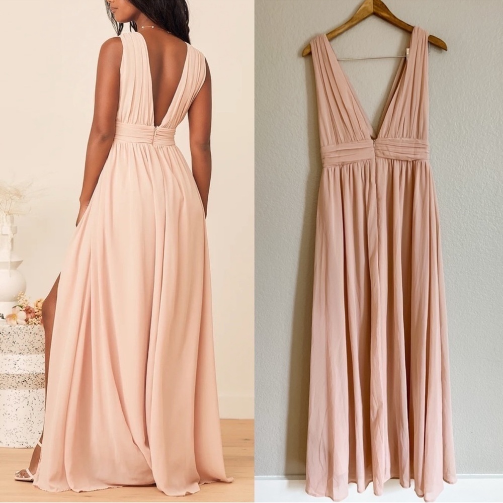 Lulu's Pink Heavenly Hues Blush Pink Maxi Dress Size M — Wedding Guest Prom NWOT